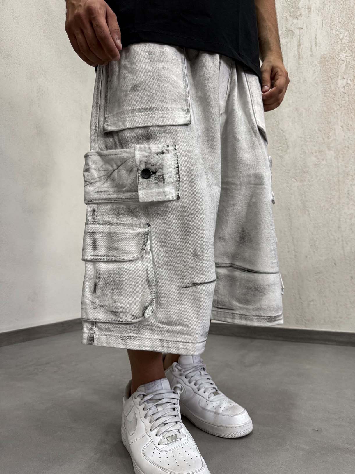 Shorts Cargo White Fade