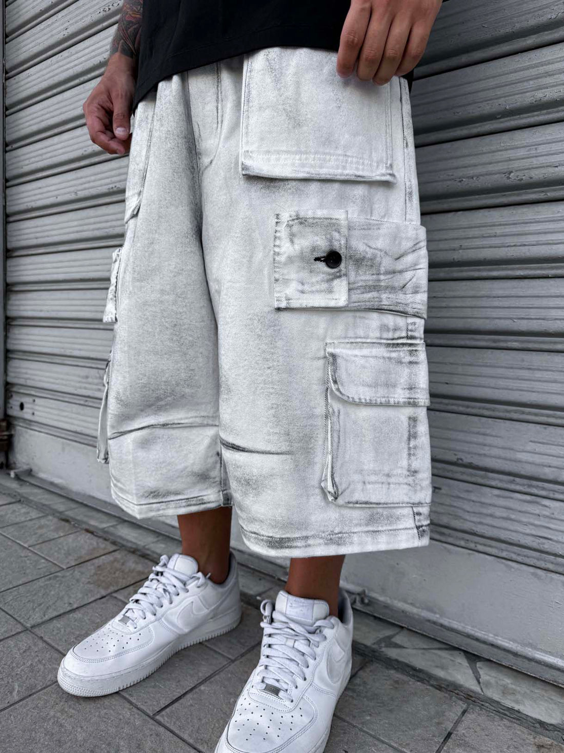 Shorts Cargo White Fade