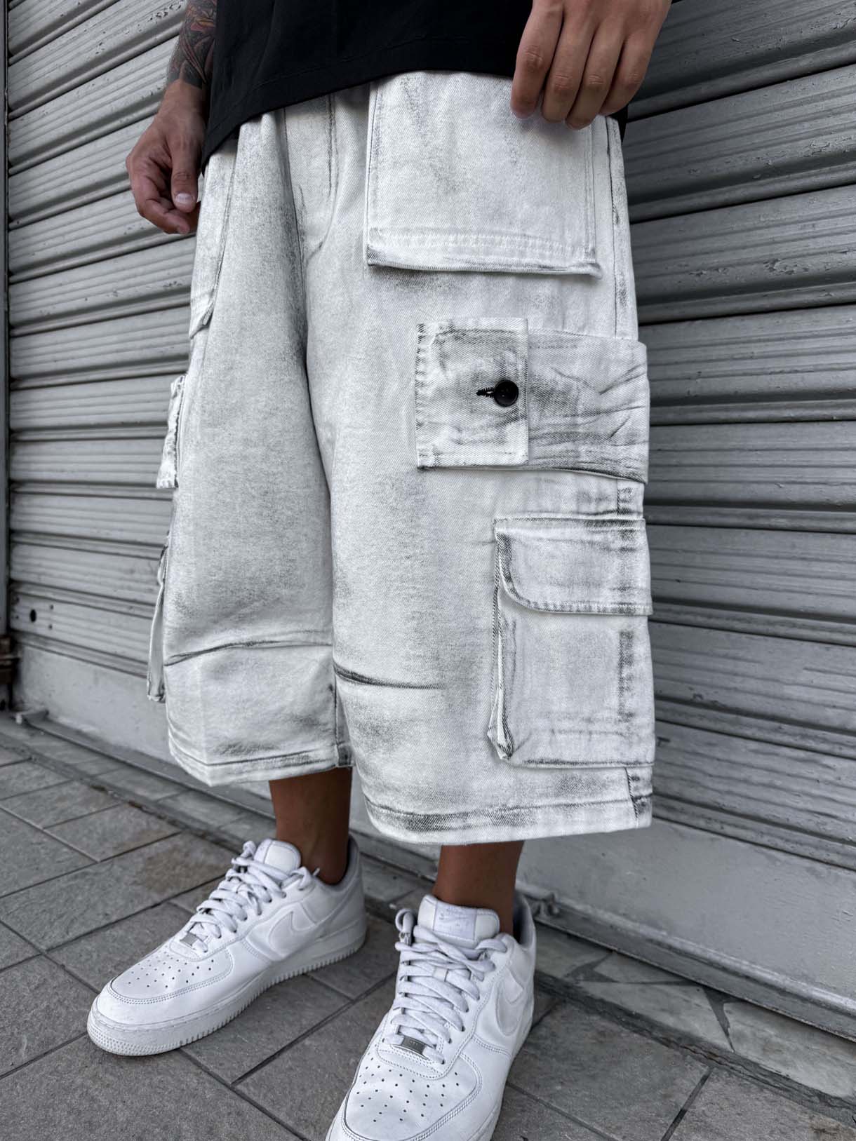 Shorts Cargo White Fade