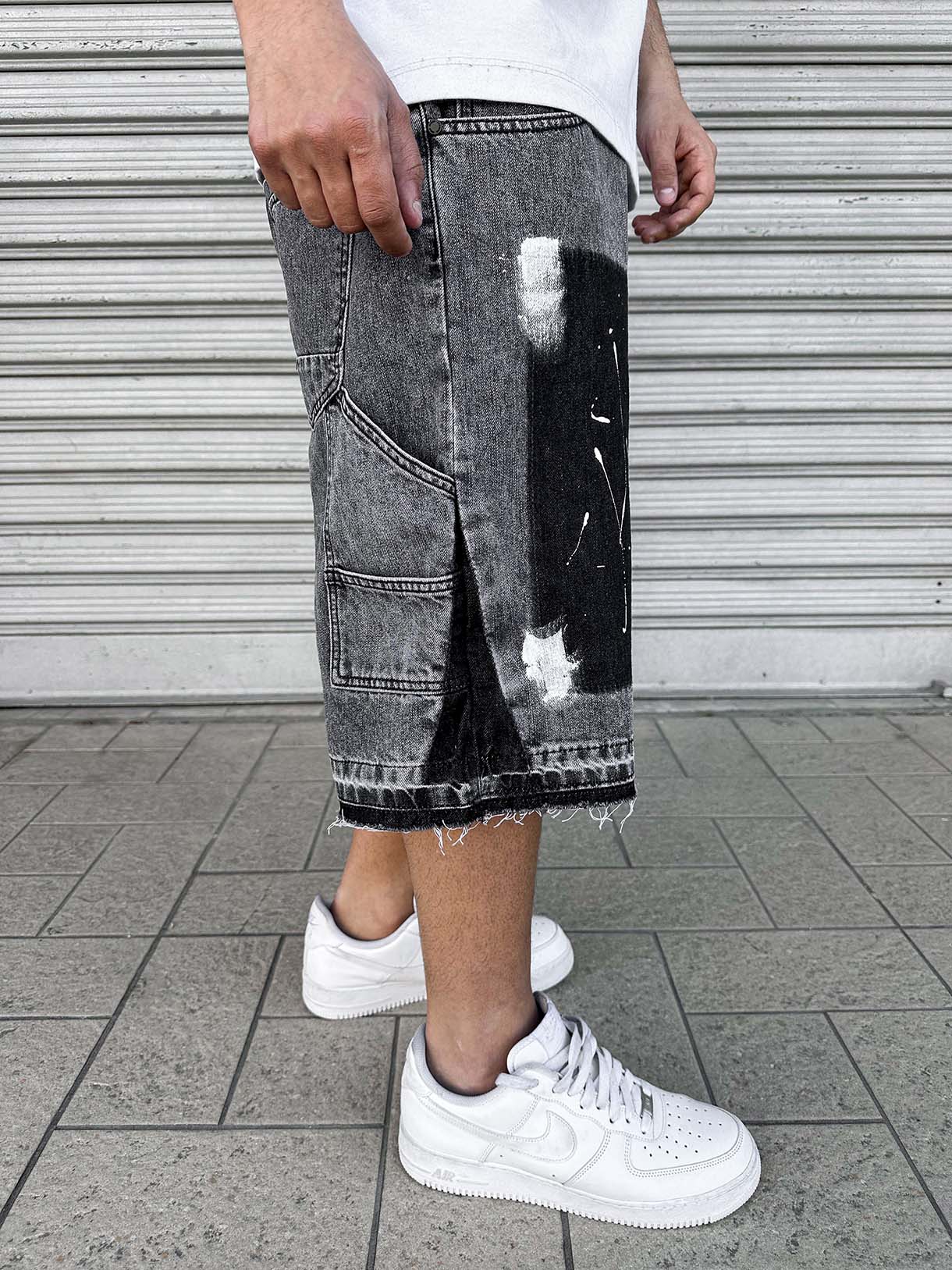 Flare Shorts Paint Grey