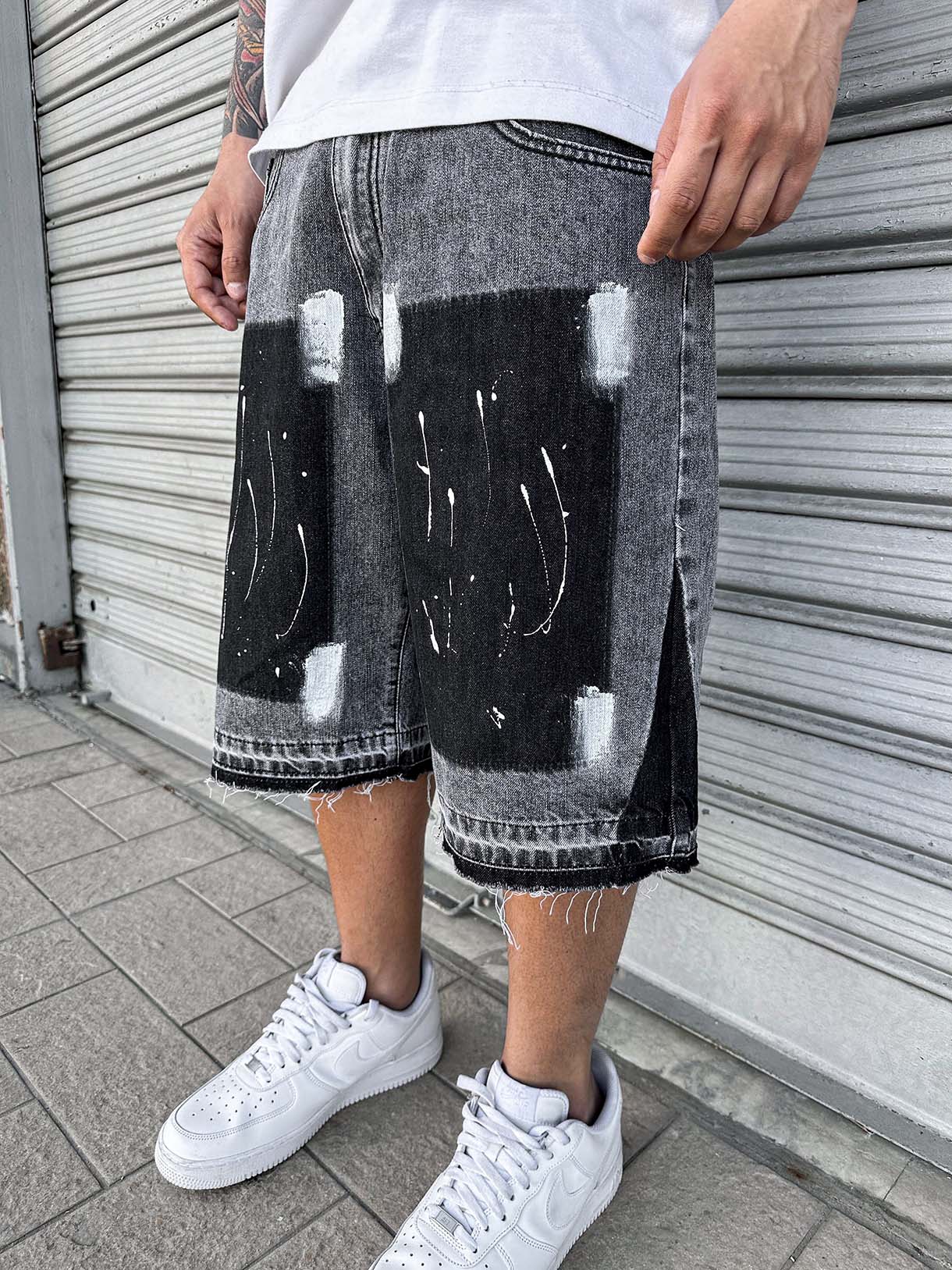 Flare Shorts Paint Grey