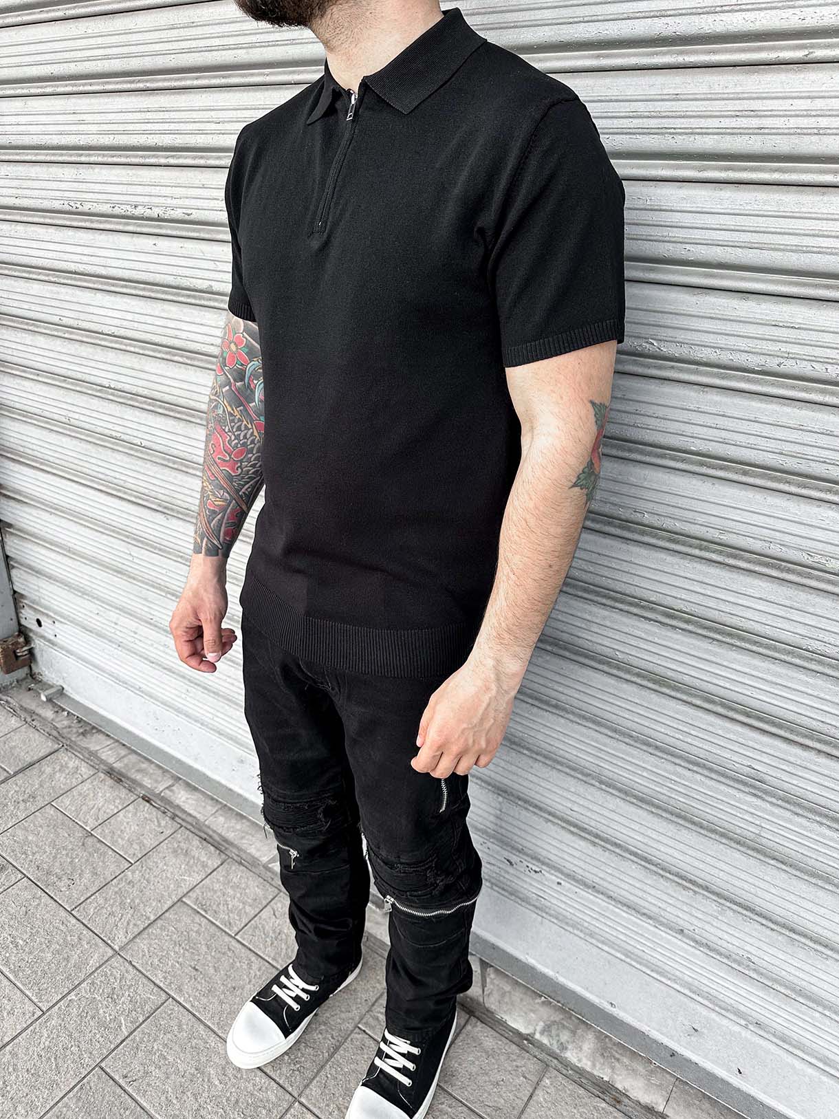 Polo in Filo liscia Zip
