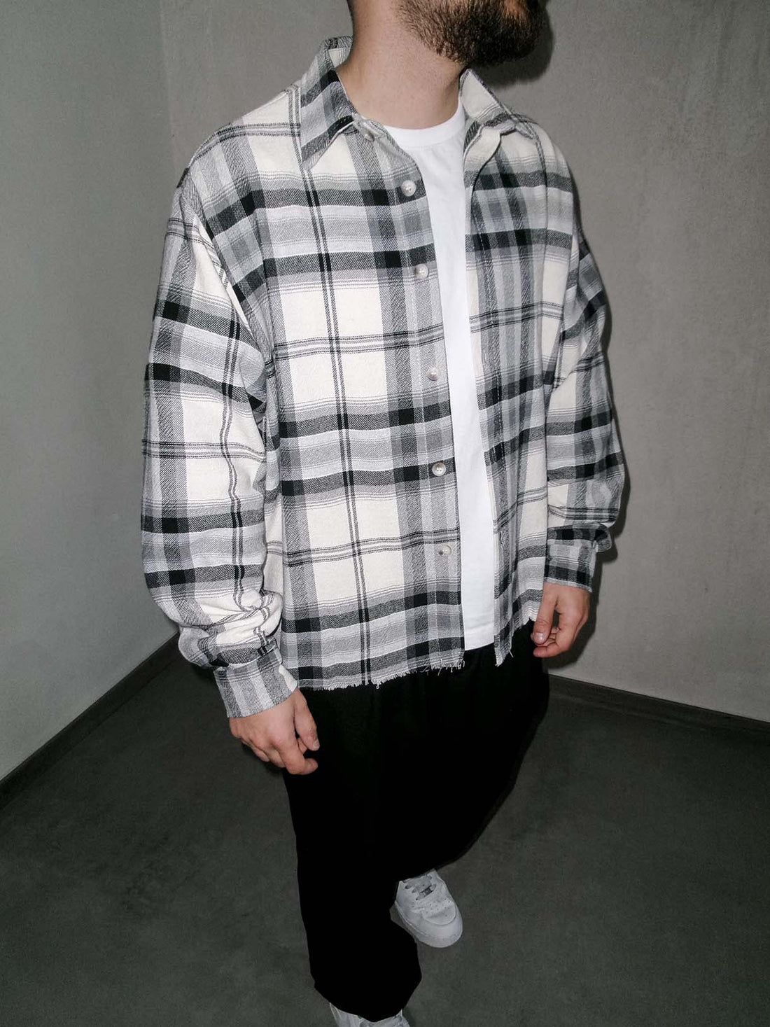 Camicia Quadri Destroyed Black