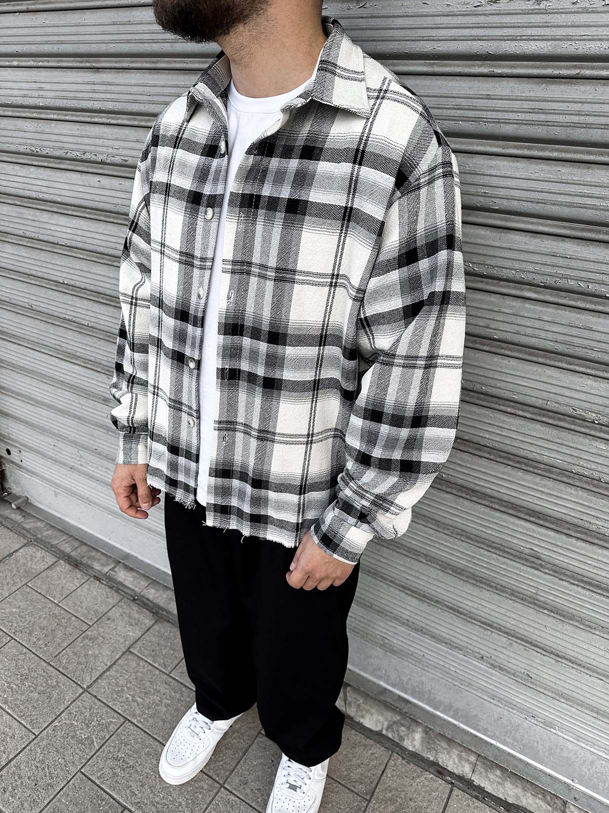 Camicia Quadri Destroyed Black